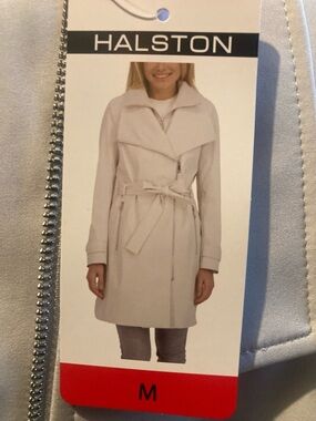 Halston Heritage  light grey Trench Coat with Asymmetrical Zip